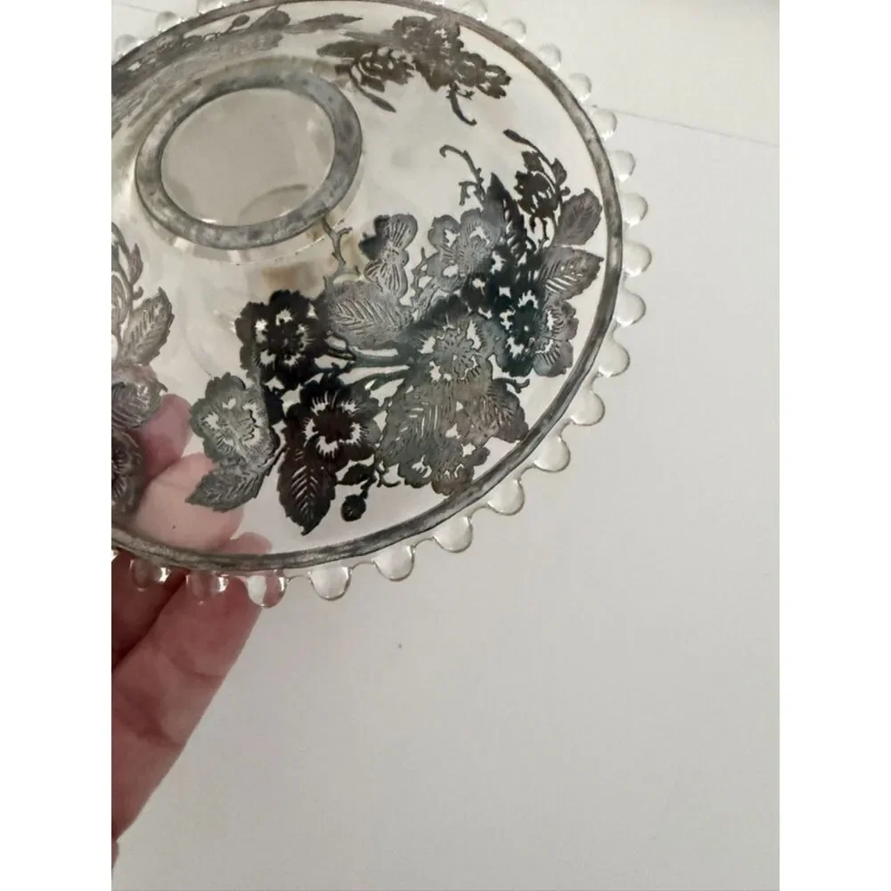 Vintage Candle Holder Detailed With Sterling Overlay - Very Unique - This Was Cr